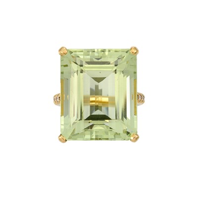 Lot 57 - Gold, Green Beryl and Diamond Ring