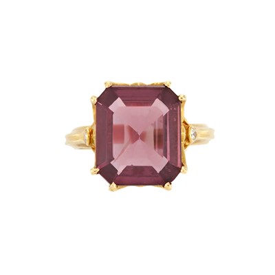 Lot 690 - Gold, Pinkish-Purple Spinel and Diamond Ring