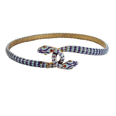 Lot 596 - Antique Silver Gilt and Enamel Snake Necklace