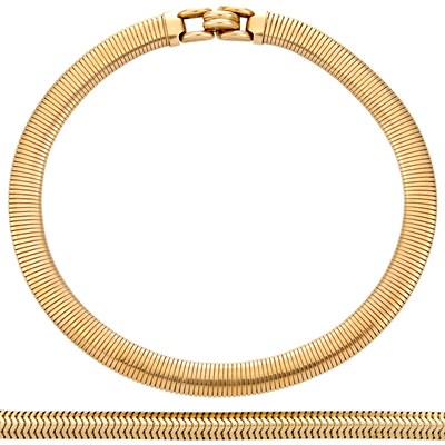 Lot 721 - Gold Snake Chain Necklace and Bracelet