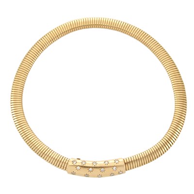 Lot 510 - Gold and Diamond Slide Snake Chain Necklace
