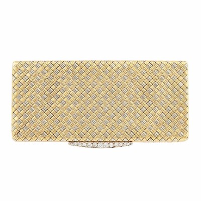 Lot 516 - Tricolor Gold and Diamond Basketweave Case, France