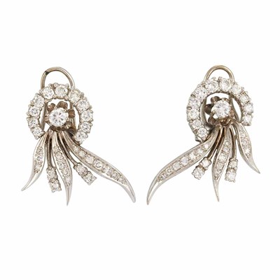 Lot 886 - Pair of Palladium and Diamond Earrings