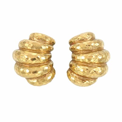 Lot 280 - Pair of Hammered Gold Earclips