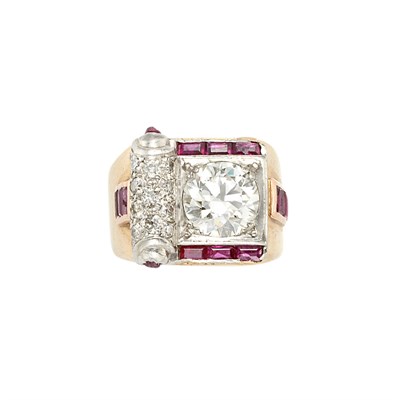 Lot 727 - Gold, Diamond and Ruby Ring Fragment