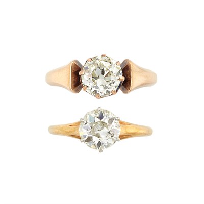 Lot 650 - Two Antique Gold and Diamond Rings