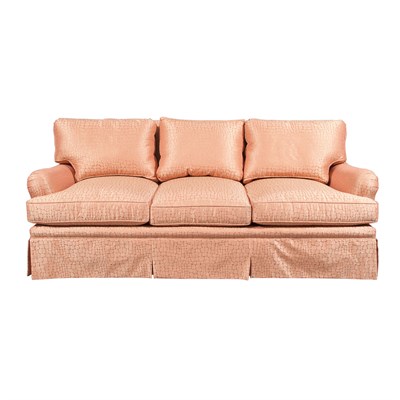 Lot 372 - Silk Upholstered Three-Seat Sofa Length 6 feet...
