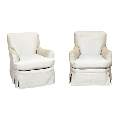 Lot 359 - Pair of Silk Upholstered Armchairs