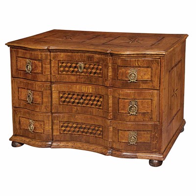 Lot 541 - South German Fruitwood Inlaid Oak Commode...