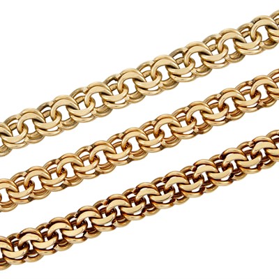 Lot 534 - Three Gold Curb Link Bracelets