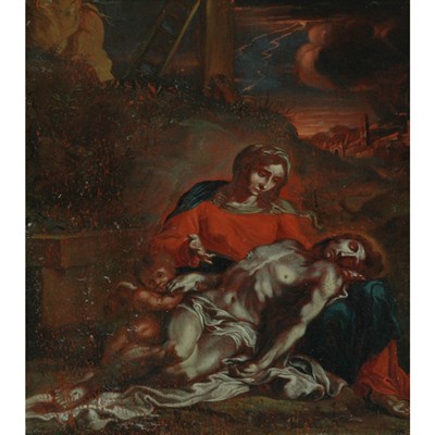 Lot 9 - Manner of Annibale Carracci Pieta Oil on Panel...