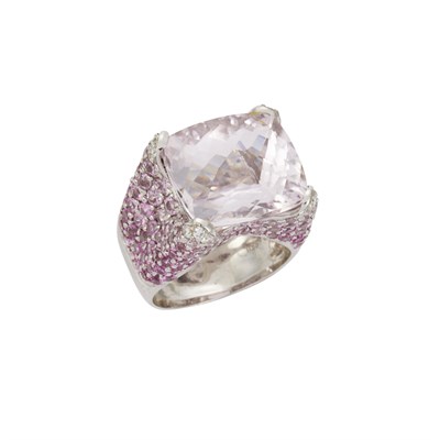 Lot 462 - White Gold, Kunzite, Pink Sapphire and Diamond Ring