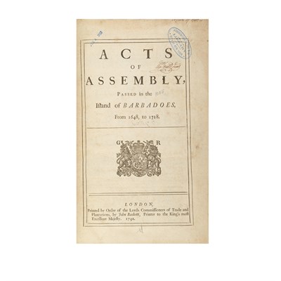 Lot 74 - [BARBADOS] Three volumes of compiled laws....