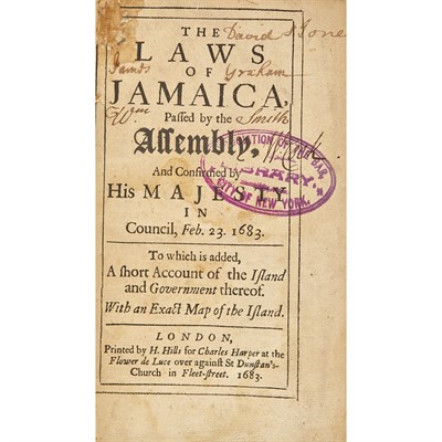 Lot 1 - [JAMAICA] The Laws of Jamaica, Passed by the...