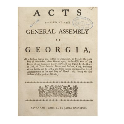 Lot 73 - [GEORGIA-FIRST PRINTING] Bound collection of...