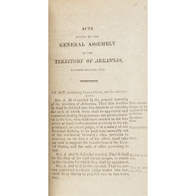 Lot 223 - [ARKANSAS TERRITORY] Laws of the Territory of...