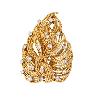 Lot 714 - Gold and Diamond Clip-Brooch