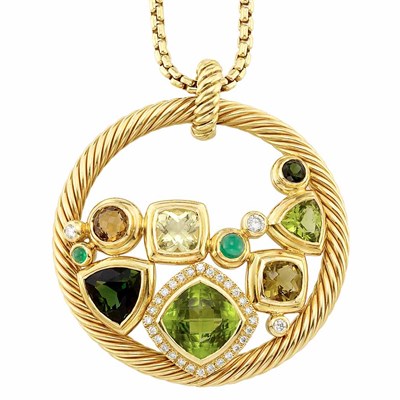 Lot 694 - Gold, Gem-Set and Diamond Pendant-Necklace, David Yurman