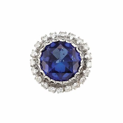 Lot 748 - White Gold, Tanzanite and Diamond Ring