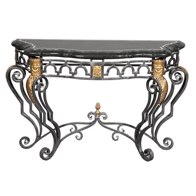 Lot 314 - French Style Marble Top Iron Console Height 31...