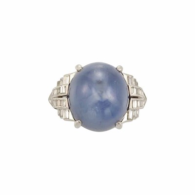 Lot 849 - Platinum, Star Sapphire and Diamond Ring