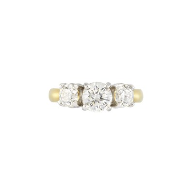 Lot 764 - Gold, Platinum and Diamond Three Stone Ring
