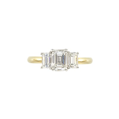 Lot 855 - Gold, Platinum and Diamond Three Stone Ring