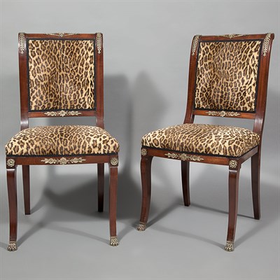 Lot 263 - Pair of Empire Style Mahogany Side Chairs