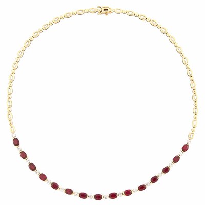 Lot 806 - Gold, Ruby and Diamond Necklace