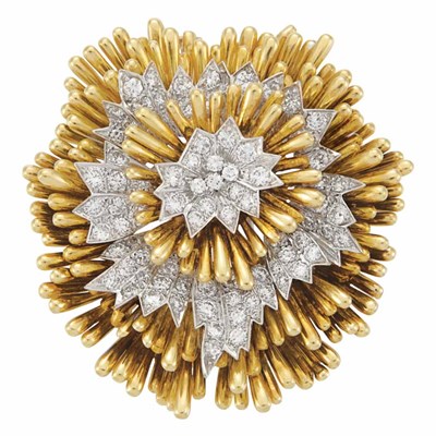 Lot 369 - Gold, Platinum and Diamond Clip-Brooch, David Webb