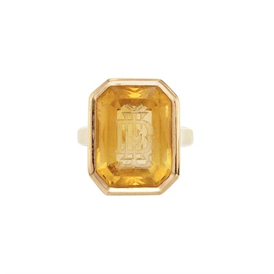 Lot 827 - Gold and Citrine Intaglio Ring, David Webb