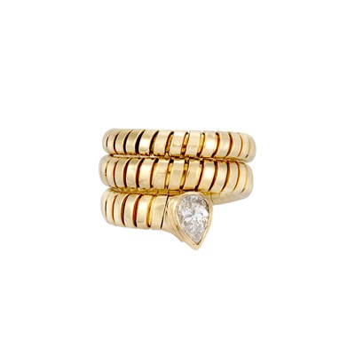 Lot 36 - Gold and Diamond 'Tubogas' Snake Ring, Bulgari