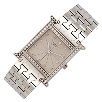 Lot 449 - Stainless Steel and Diamond 'Cape Cod' Wristwatch, Hermes, Paris