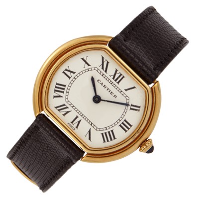 Lot 643 - Lady's Gold 'Elliptical' Wristwatch, Cartier, Paris
