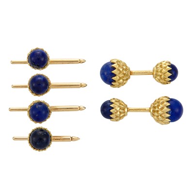 Lot 66 - Gold and Lapis Acorn Dress Set, Tiffany & Co., Schlumberger