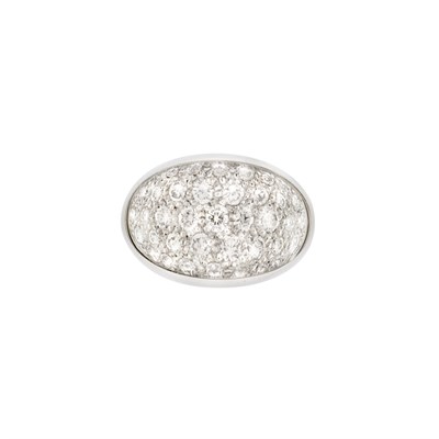 Lot 443 - White Gold, Rock Crystal and Diamond Bombe Ring, Cartier