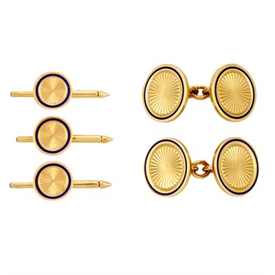 Lot 165 - Gold and Blue Enamel Dress Set, France