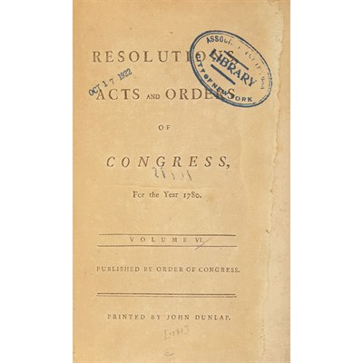 Lot 29 - [JOURNALS OF CONGRESS] Resolutions, Acts and...