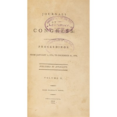 Lot 28 - [JOURNALS OF CONGRESS] Journals of Congress:...