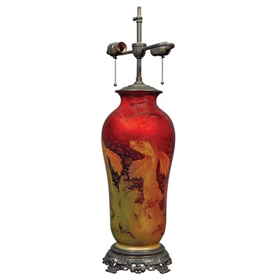 Lot 636 - English Pottery Lamp In the Aesthetic Movement...