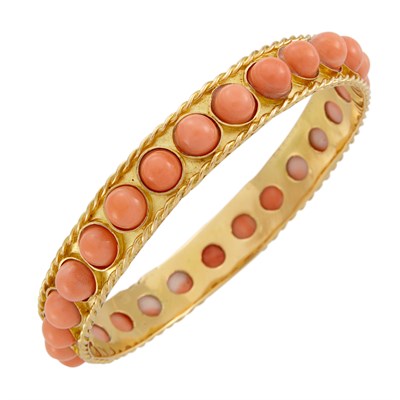 Lot 70 - Gold and Coral Bangle Bracelet, Van Cleef & Arpels