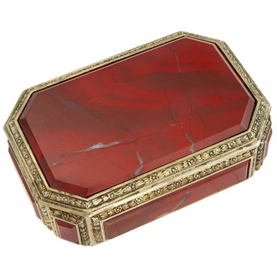 Lot 50 - Continental Silver-Gilt and Jasper Box