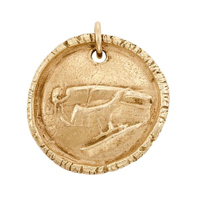 Lot 148 - Pablo Picasso BIRD IN PROFILE 14 kt. gold...
