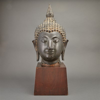 Lot 392 - Bronze Head of a Buddha Height 18 inches.