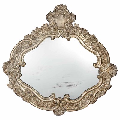 Lot 552 - Pair of Baroque Style Silvered-Metal Mirrors...