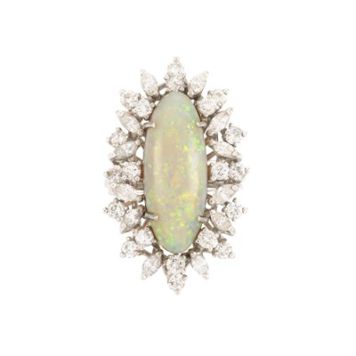 Lot 792 - White Gold, Opal and Diamond Ring