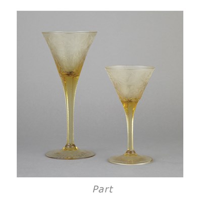 Lot 702 - Set of Cut and Wheel Engraved Drinking Glasses...