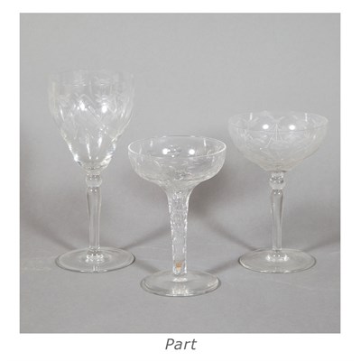 Lot 162 - Group of Etched Glass Stemware Approximately...