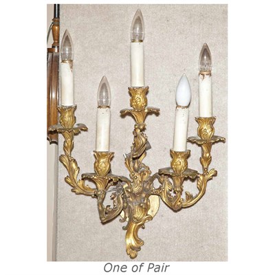 Lot 407 - Pair of Rococo Style Gilt-Bronze Five-Light...