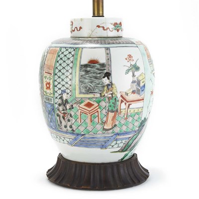 Lot 503 - Chinese Famille Verte Porcelain Covered Jar...